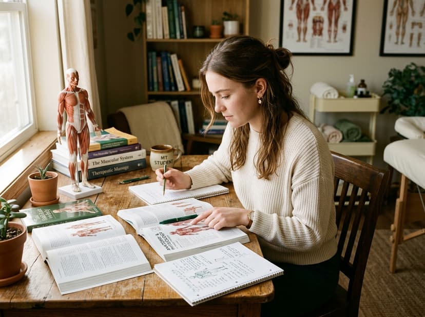 Estudiante y aficionado aprendiendo anatomía y técnicas de masaje